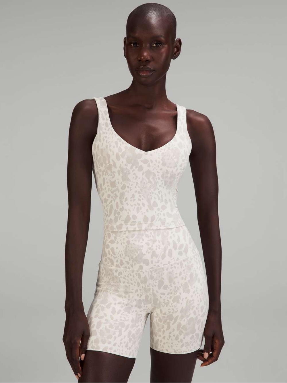 lululemon athletica White Subtle Animal-Print Cropped V-Neck Tank